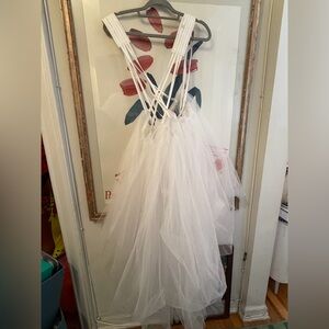 Noir Kei Ninomiya White Tulle Pinafore Harness Dress